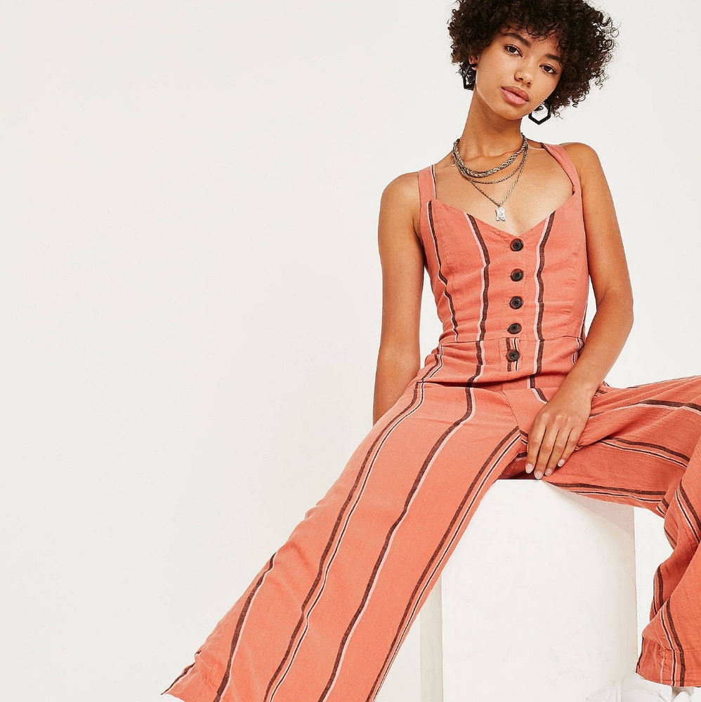 Urban outfitters Ashley striped button jumpsuit xs